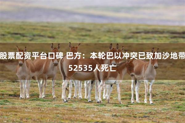 股票配资平台口碑 巴方：本轮巴以冲突已致加沙地带52535人死亡