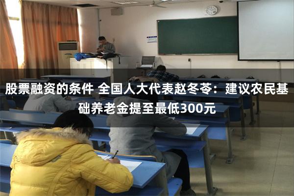 股票融资的条件 全国人大代表赵冬苓：建议农民基础养老金提至最低300元