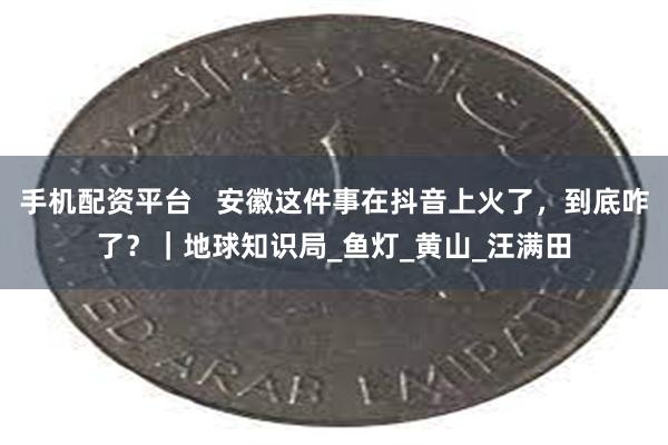 手机配资平台   安徽这件事在抖音上火了，到底咋了？｜地球知识局_鱼灯_黄山_汪满田
