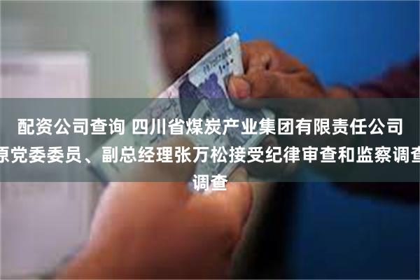 配资公司查询 四川省煤炭产业集团有限责任公司原党委委员、副总经理张万松接受纪律审查和监察调查